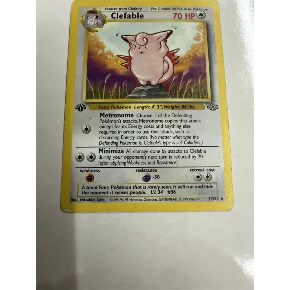 Pokémon 1st EDITION Clefable #17/64 Non-Holo Rare 1999 Jungle MP